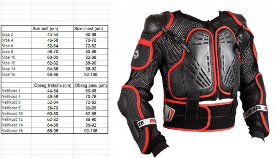 Body protector EM55 Junior Black/red EMERZE Size 16 years