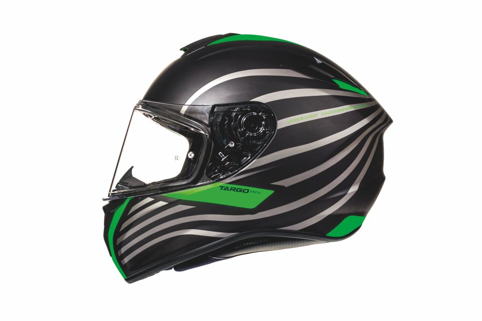 MT Targo Doppler Matt Black Green Motorbike Motorcycle Helmet