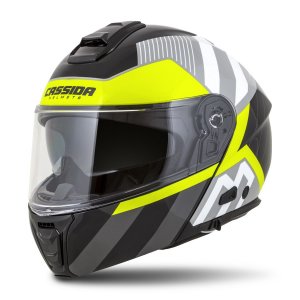 Full face helmet CASSIDA Modulo 2.0 Profile white/ black/  fluo yellow/ grey 2XL